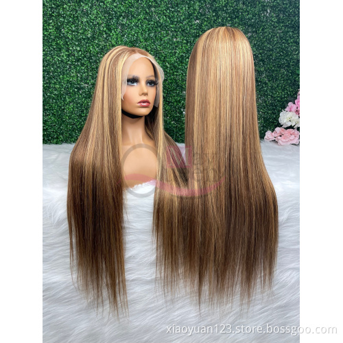 2022 Brazilian Human Ha10A Grade Highlight Wigs Hot Sale Ombre Piano Color Human Hair Silky Straight human Wigsir Frontal Wig